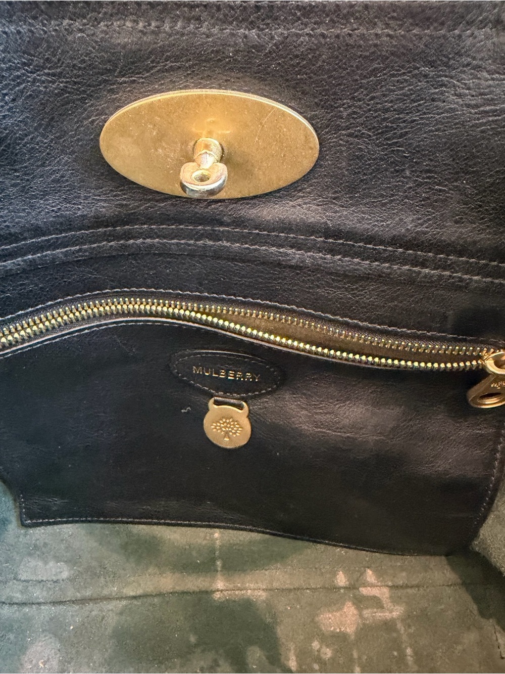 Mulberry Bayswater Black Leather Tote Bag Brass Hardware + Dust Bag — image 8 of 8